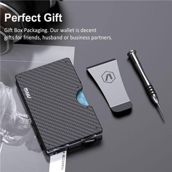 Men Slim Metal Money Clip Wallet, RFID Blocking Aluminum Cash Credit Card Holder - Picture 6 of 7